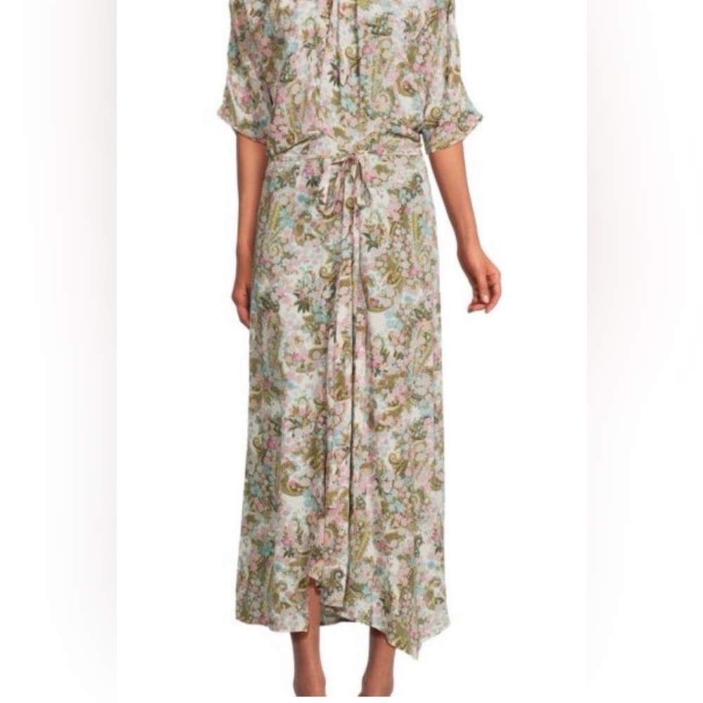 Floral Tie-Waist Maxi Dress - Green Multi